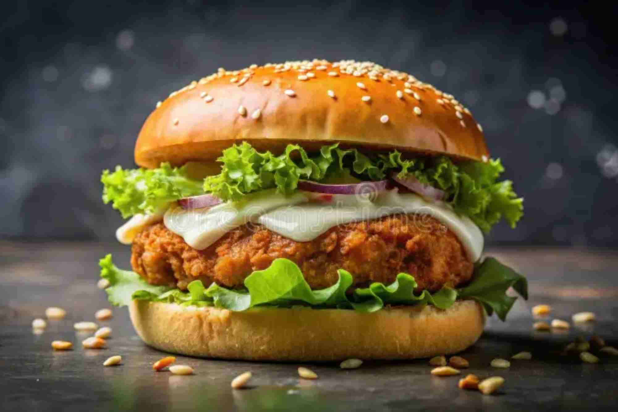 Make An Advertisement Of A Chicken Burger For A Newspaper