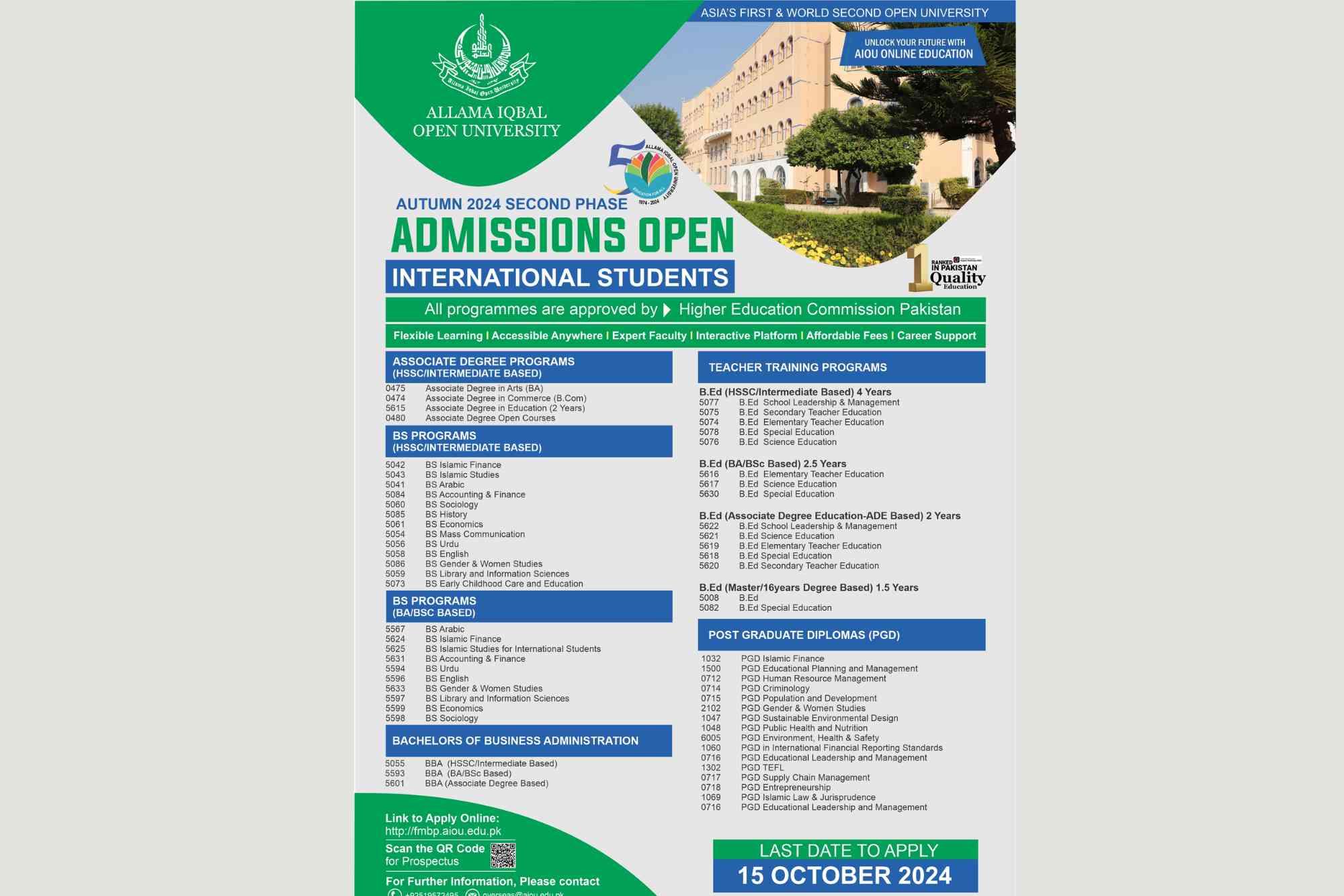 Aiou Admission Advertisement
