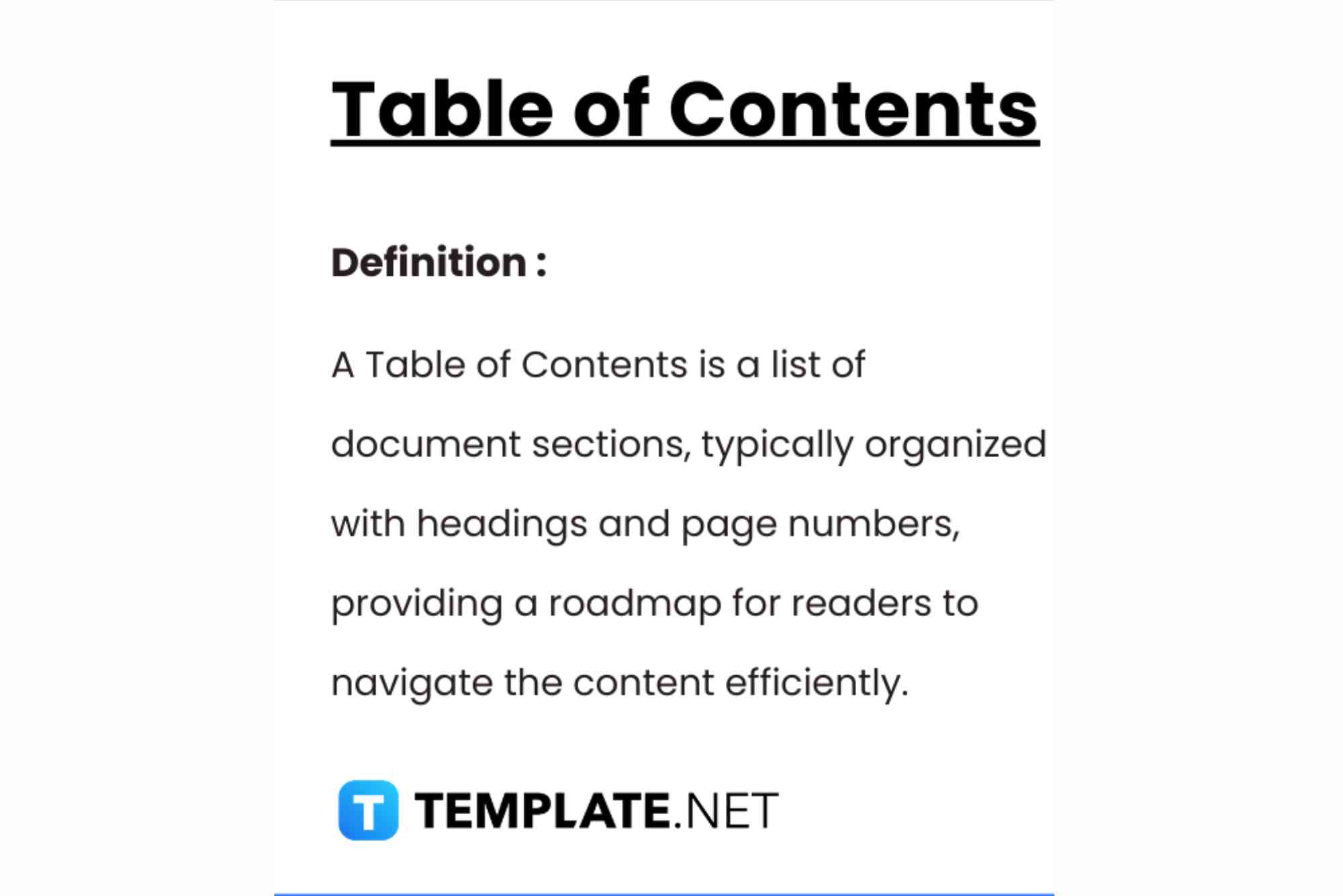 Table Of Contents Format