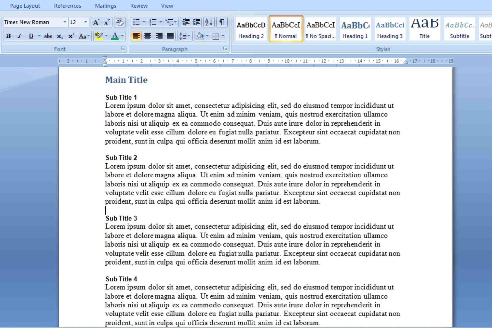 Contents Page Word